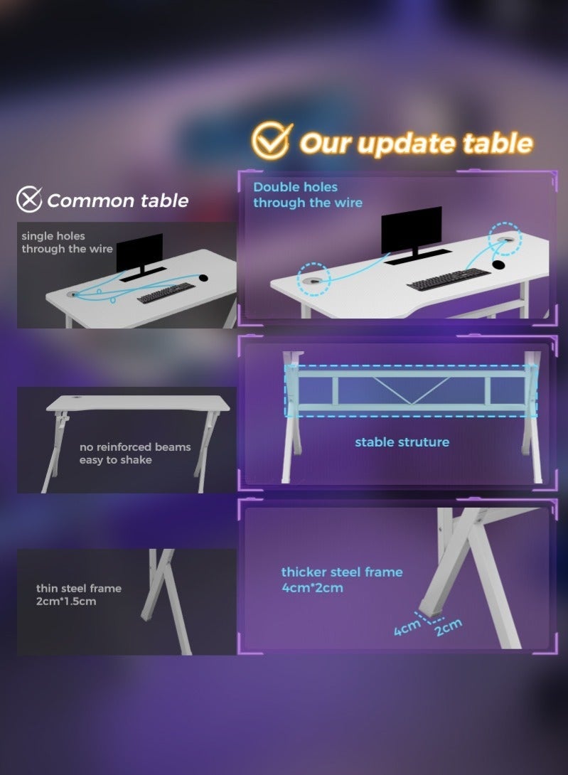 عنيد طاولة ألعاب على شكل حرف K، مكتب كمبيوتر مريح، سطح من ألياف الكربون، مكتب دراسة مع حامل سماعات رأس وحامل أكواب، طاولة كمبيوتر لمحطة عمل منزلية أو مكتبية - Image 4